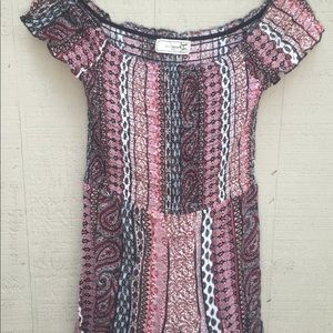 Patterned off the shoulder romper!